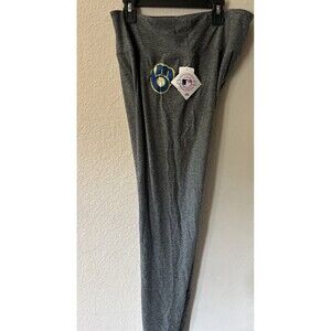Medium M Milwaukee Brewers Women's Activewear Leggings Gray
